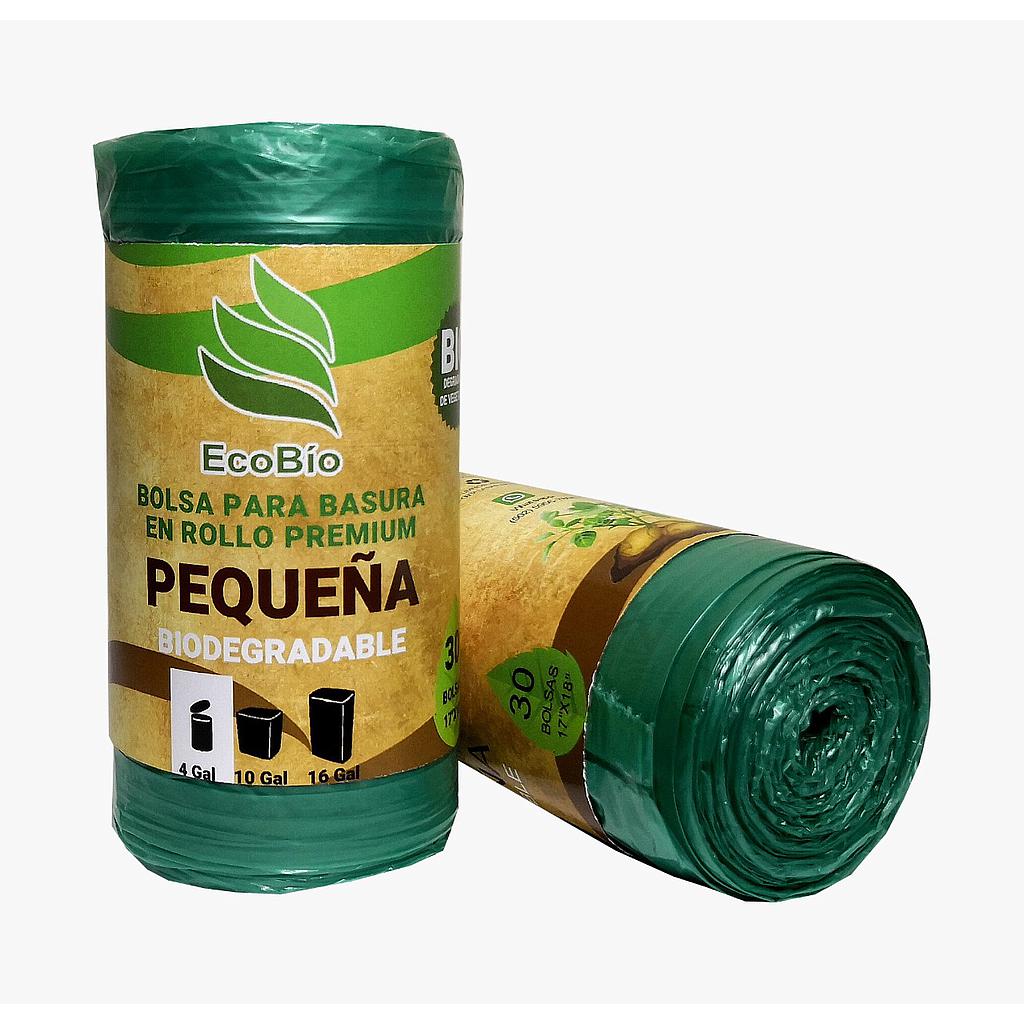 BOLSA ECO BIO COLOR VERDE EN BOLSI ROLLO 30u PEQ (4Galones) 17x18 